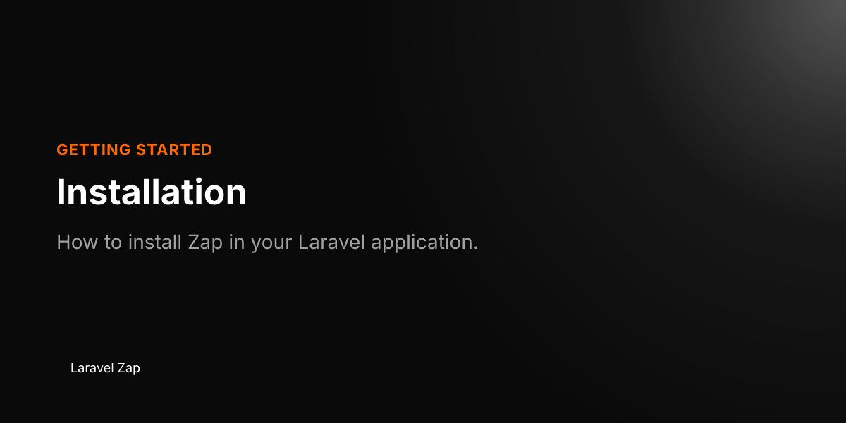 Installation - Laravel Zap